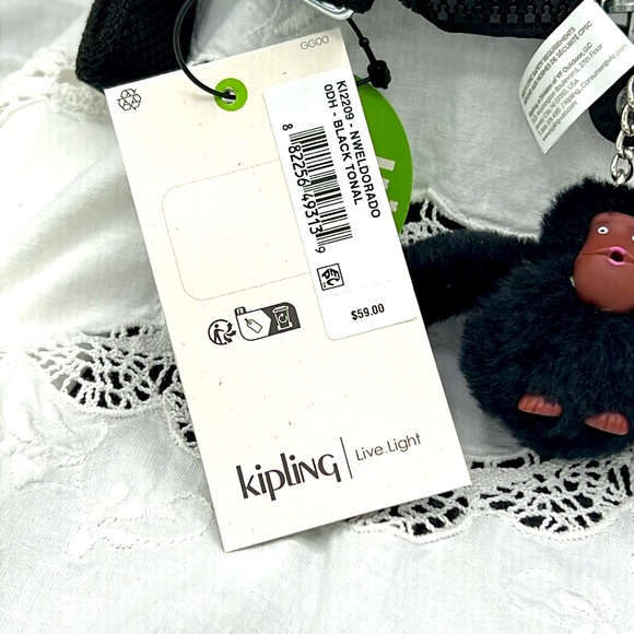 Kipling NWT Black Nylon Crossbody Travel Lightweight Purse (P0012) - Picture 5 of 10